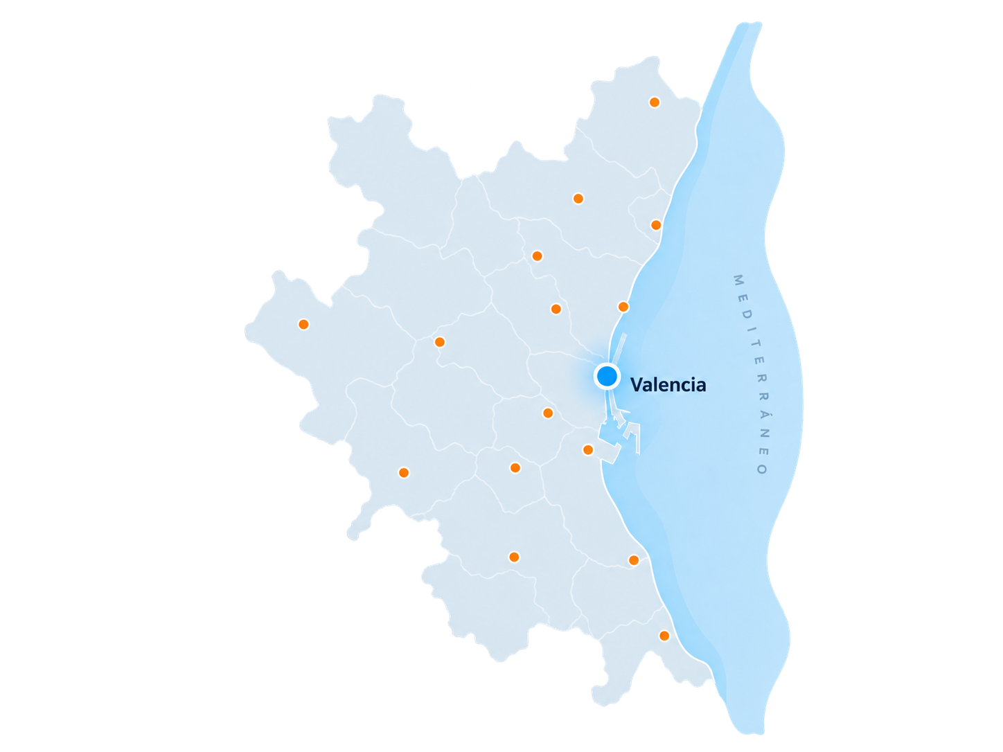 Mapa de Valencia y zona de actuación de Verticalia