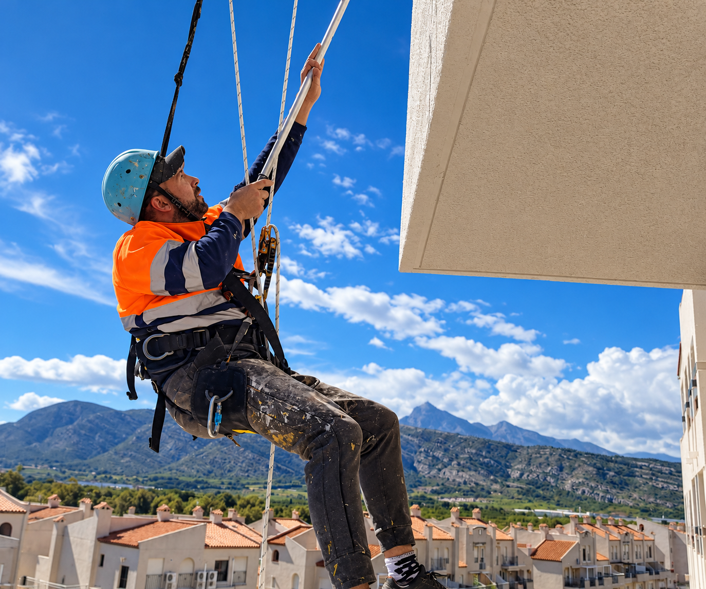 Técnico de Verticalia realizando trabajos verticales en altura
