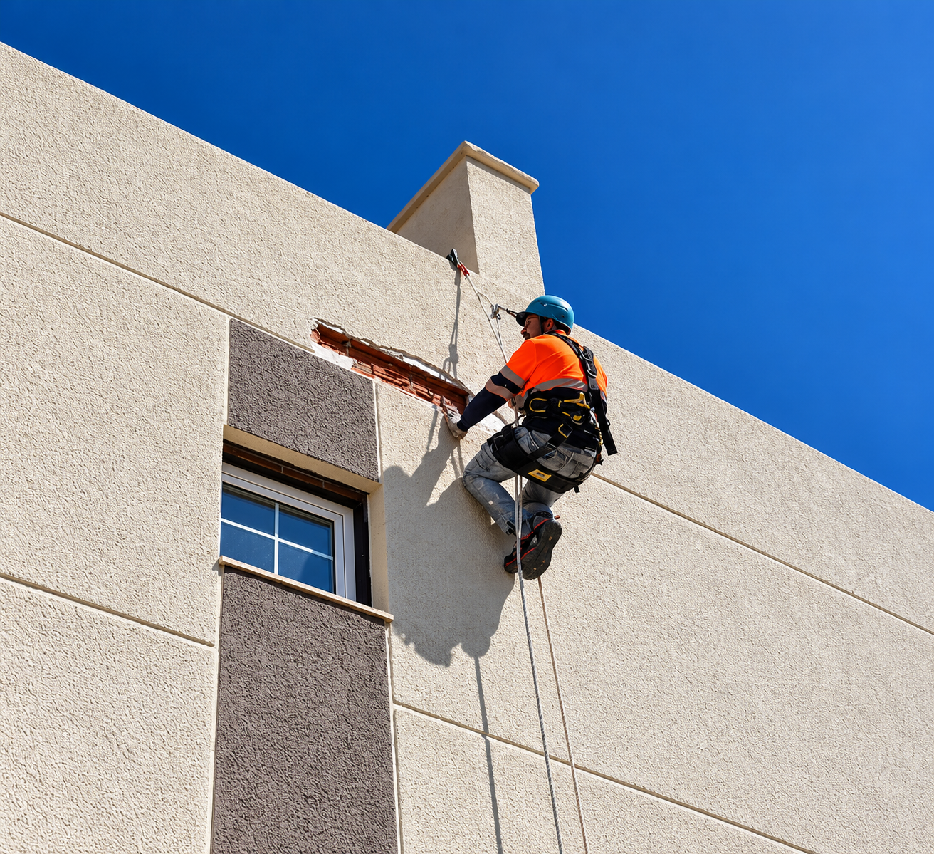 Rehabilitación de fachada mediante trabajos verticales en Valencia
